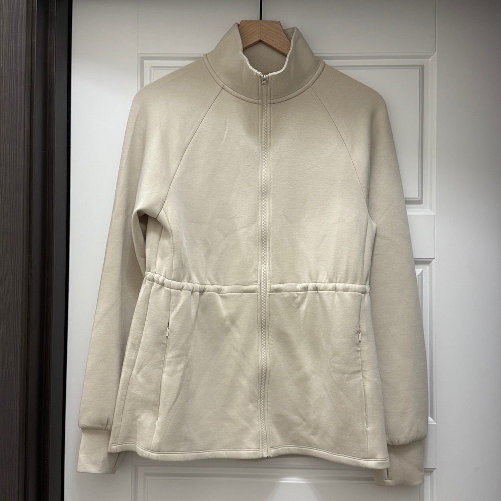 Varley Ailsa Zip Through Midlayer Sweater In Rainy Day Cream White Xs Xsmall View 4